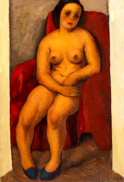 Nud-n-fotoliu-rou-pictura-lui-Tonitza-care-o-ilustreaz-pe-fiica-cea-mare-a-artistului-vndut-cu-90000-de-euro