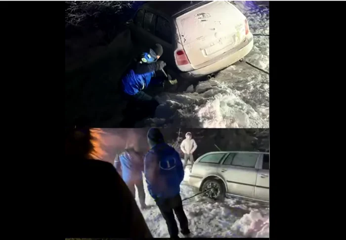 Video----------Intervenie-de-dou-ore-n-condiii-extreme-pentru-salvarea-a-trei-persoane-blocate-cu-maina-ntr-un-an