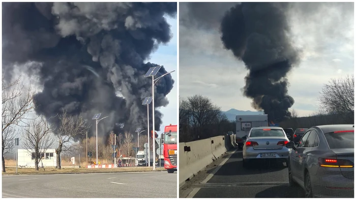 ---------Incendiu-la-o-vulcanizare-din-judeul-Sibiu-Trafic-blocat-i-mesaj-RO-ALERT-din-cauza-fumului-dens-i-negru