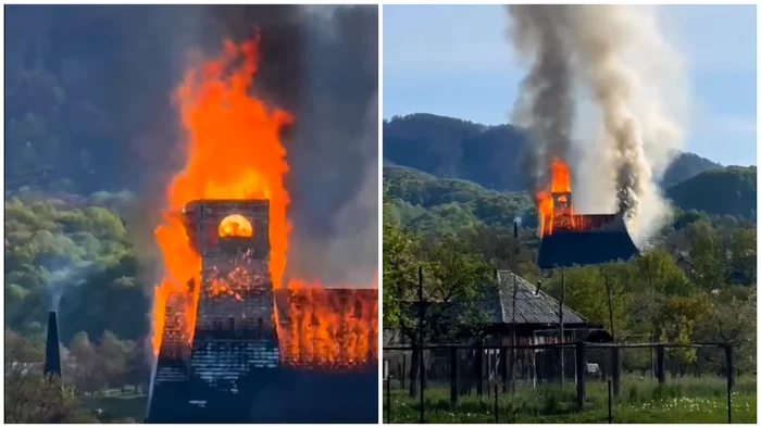 Video----------Incendiu-devastator-la-Biserica-Catolic-din-urdeti-Acoperiul-a-ars-cu-repeziciune