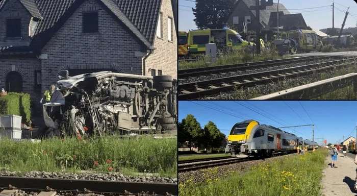 Microbuz şcolar lovit de tren în Belgia: patru morți, inclusiv doi copii, deși barierele erau coborâte
