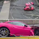 Proprietara singurului Ferrari roz din M. Britanie rămâne fără despăgubire după ce bolidul a fost avariat într-un accident