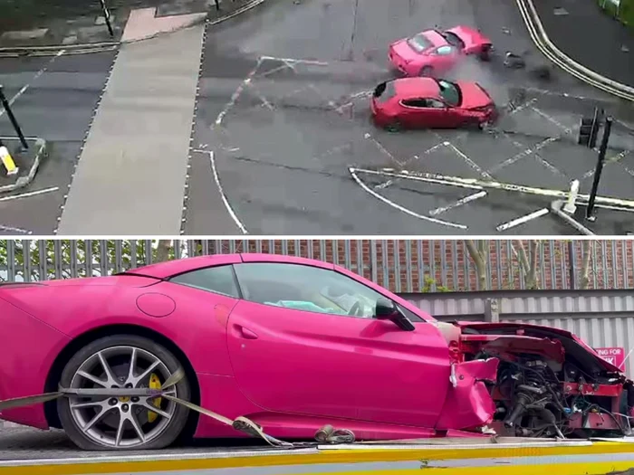 Proprietara singurului Ferrari roz din M. Britanie rămâne fără despăgubire după ce bolidul a fost avariat într-un accident