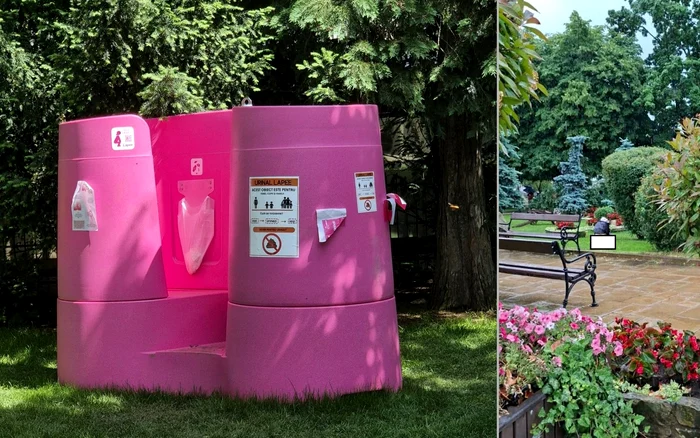 Toaletă ecologică roz instalată în parcul central din Piatra Neamț stârnește controverse