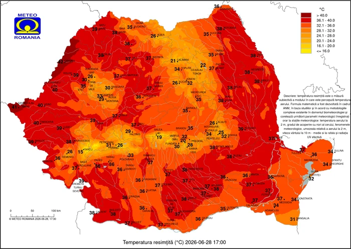 Val de căldură: temperatura resimțită a urcat până la 42°C în mai multe orașe din vestul României