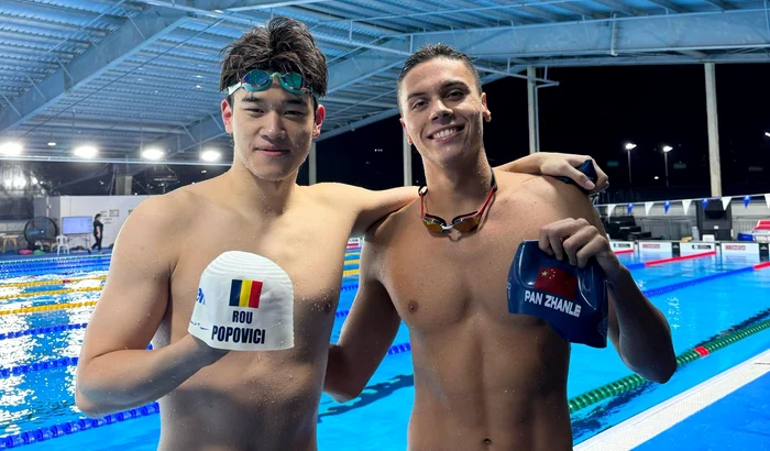 David Popovici se antrenează în București alături de recordmenul mondial Pan Zhanle