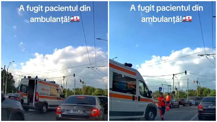 Un pacient a coborât din ambulanță la semafor în București și a fost imobilizat de jandarmi