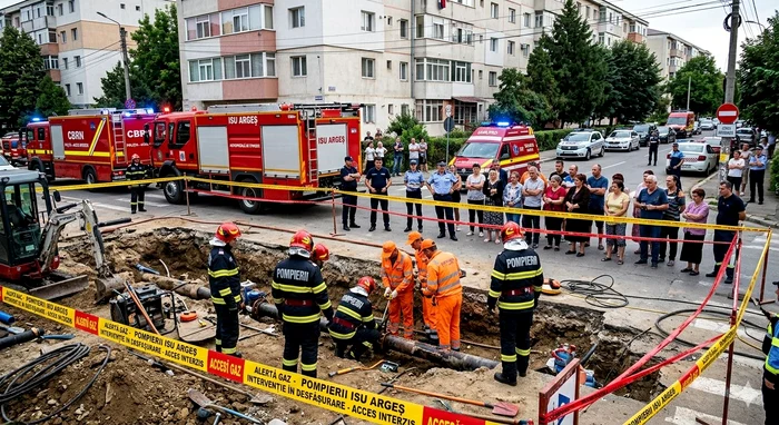 Alertă la Pitești: circa 25 de persoane evacuate după fisurarea unei conducte de gaz