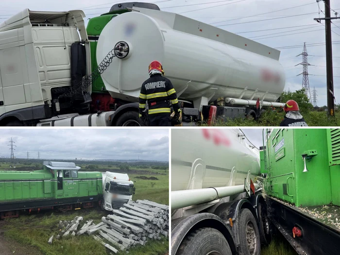 Alertă în Giurgiu după coliziunea dintre un marfar și o cisternă încărcate cu motorină