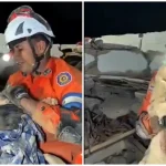 O cățelușă salvată vie din dărâmăturile unui bloc prăbușit în Venezuela