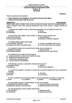 Ministerul Educației a publicat subiectele și baremele pentru a treia probă scrisă la Bacalaureat 2026