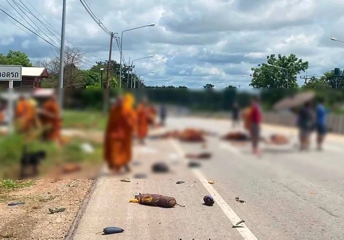 Un băiat de 11 ani cu camioneta tatălui a lovit o procesiune în Thailanda: nouă călugări au murit