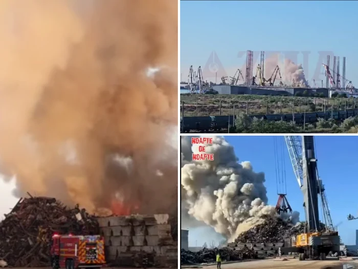 Incendiu la un depozit de deșeuri și fier vechi în Portul Agigea; autoritățile au emis RO-Alert