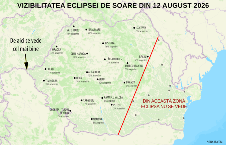 Unde va fi vizibilă eclipsa parțială de Soare din 12 august: harta zonelor favorabile și unde nu se va vedea