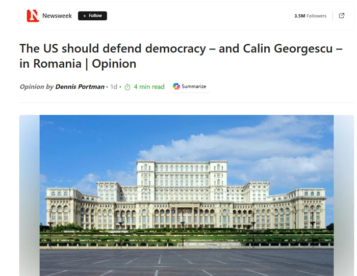Newsweek: Articolul care susținea apărarea lui Călin Georgescu a fost publicat din greșeală și retras