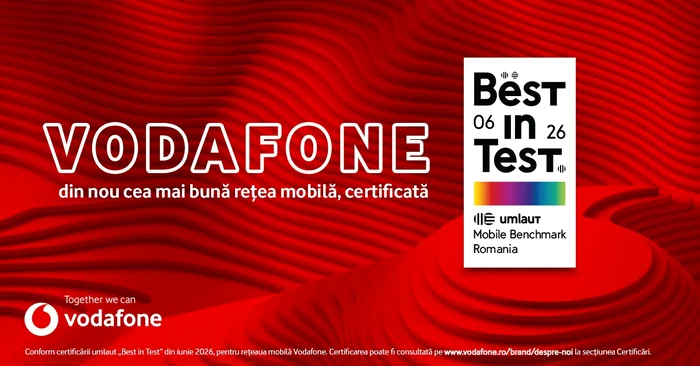 Vodafone România, pentru al cincilea an consecutiv, certificată „Best in Test” de umlaut pentru rețeaua mobilă
