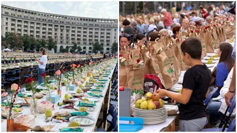 România a stabilit un record mondial: peste 20.000 de oameni au luat cina la aceeași masă în București