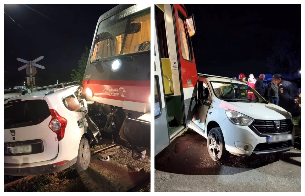 Tren lovit o mașină cu şapte persoane la Cepleniţa; toţi cei implicaţi au refuzat transportul la spital