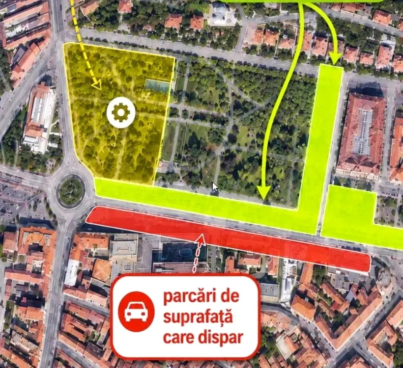 Parcările supraterane din centrul Brașovului vor fi înlocuite cu o parcare subterană și spații pietonale