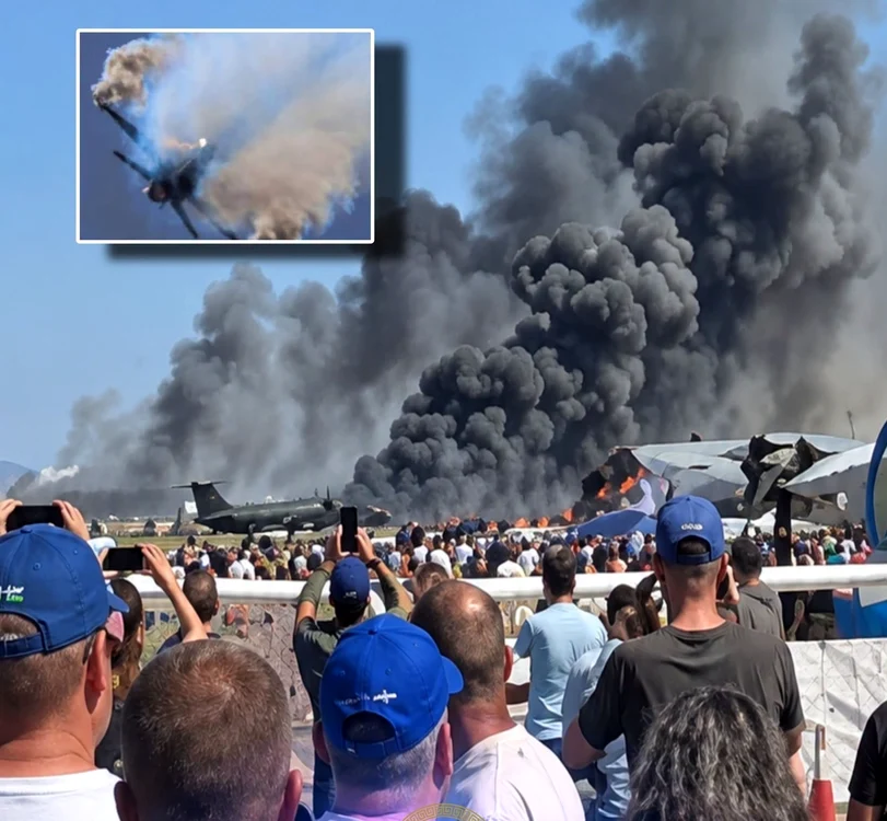 Un Phantom F-4 s-a prăbușit la show-ul aviatic de la Tanagra; organizatorii au evacuat mii de spectatori