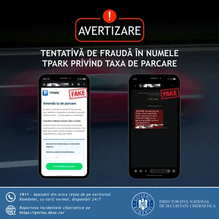 Șoferii din România vizați de SMS-uri false despre amenzi de parcare; DNSC avertizează asupra furtului de date bancare
