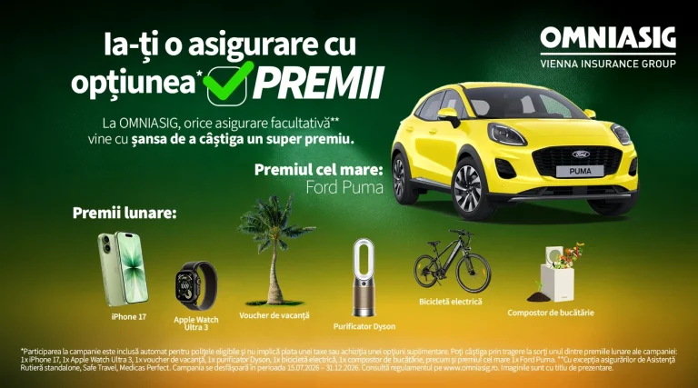 OMNIASIG lansează campania „Asigură-te că ești câștigător” cu premii precum iPhone 17 și bicicletă electrică