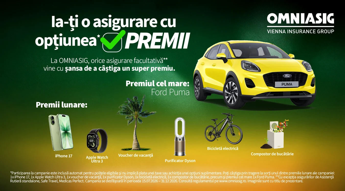 OMNIASIG lansează campania „Asigură-te că ești câștigător” cu premii precum iPhone 17 și bicicletă electrică